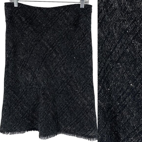 Burberry London Grey Diamond Tweed Sequined Wool/Mohair Blend Skirt UK10/US8 - Picture 1 of 10